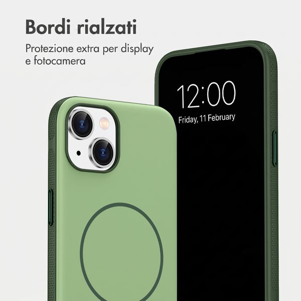 imoshion Cover posteriore Color con Thin MagSafe Ring Apple iPhone 14 / 13 - Verde scuro