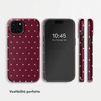 Selencia Cover Posteriore Vivid Apple iPhone 15 - Happy Dots Burgundy