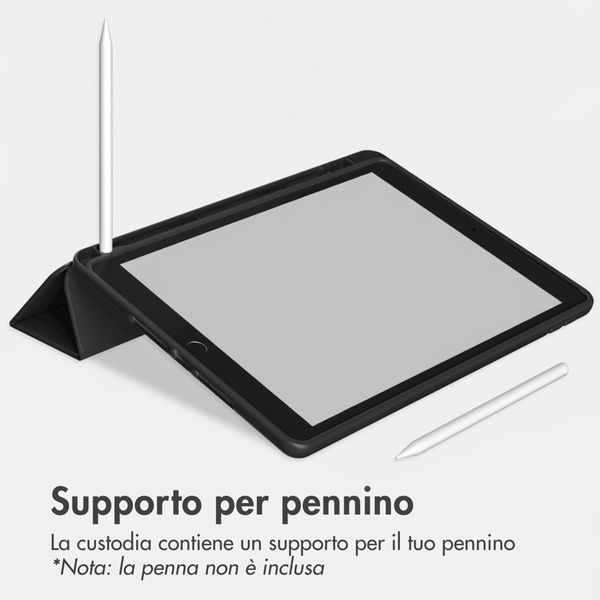 Accezz Cover a libro in silicone Smart Apple iPad 9 (2021) 10.2 pollici / iPad 8 (2020) 10.2 pollici / iPad 7 (2019) 10.2 pollici - Nero