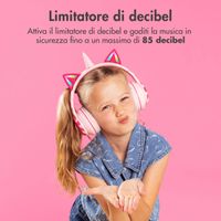 imoshion Cuffie wireless per bambini con LED a forma di unicorno - Limitatore di decibel - Con cavo AUX - Pink / Hot Pink