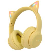 imoshion Cuffie wireless per bambini LED Light Cat Ear - Limitatore di decibel - Con cavo AUX - Giallo