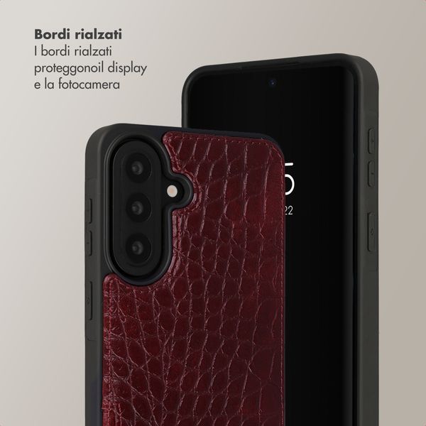 Selencia Cover per telefono Nova Croco con cordino e portacarte Samsung Galaxy A57 (5G) - Burgundy