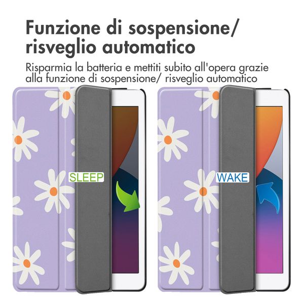 imoshion Cover Trifold Design Apple iPad 9 (2021) 10.2 pollici / iPad 8 (2020) 10.2 pollici / iPad 7 (2019) 10.2 pollici - Flowers Distance