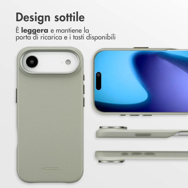 Accezz Cover in Pelle con MagSafe Apple iPhone Air - Light Grey