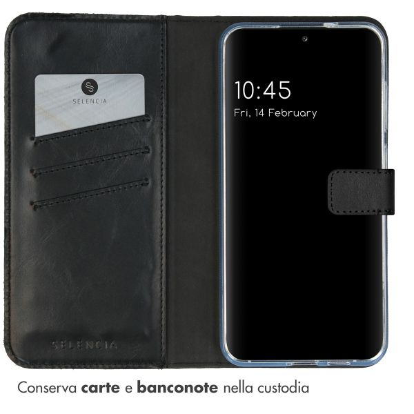 Selencia Cover a libro in vera pelle Samsung Galaxy S24 Plus - Nero