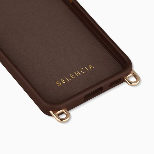 Selencia Cover posteriore Rivièra con MagSafe con ganci rimovibili Samsung Galaxy S25 / S24 - Choco Brown