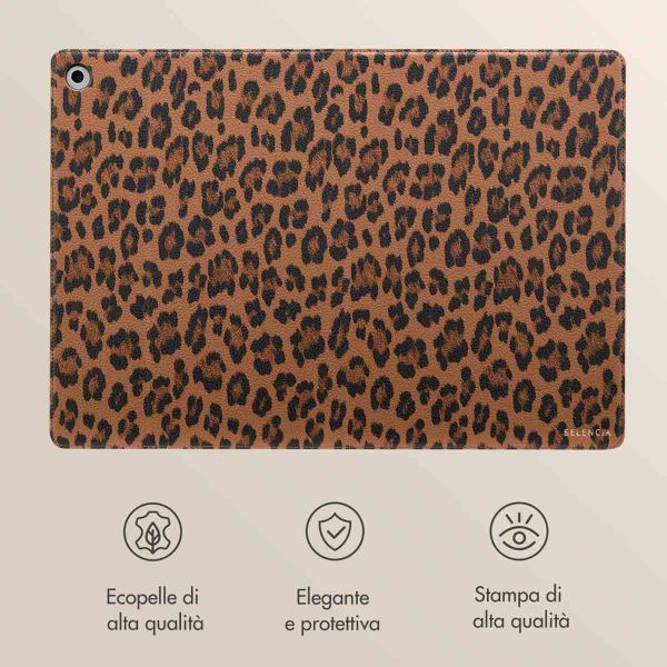 Selencia Libreria Sabi con stampa leopardata Samsung Galaxy Tab A9 Plus - Mocha Brown