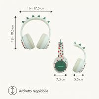 imoshion Cuffie Bluetooth Kids Dino - Cuffie per bambini con limitatore di decibel - Cuffie wireless + cavo AUX - Brown / Orange