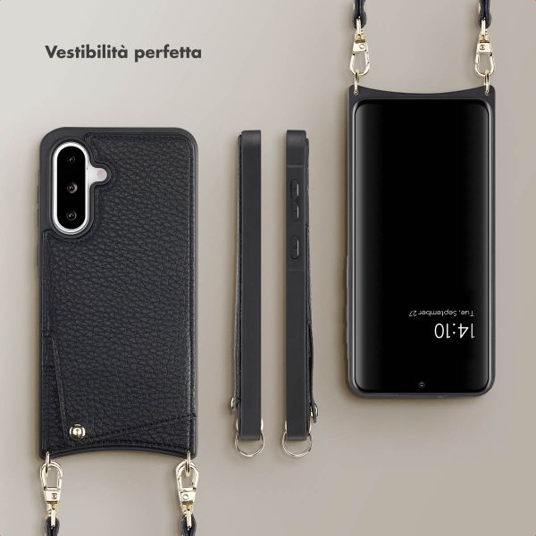 Selencia Cover per telefono Nova con cordino e portacarte Samsung Galaxy A36 / A56 - Nero