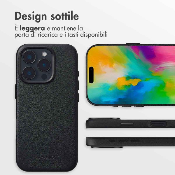 Accezz Cover in Pelle con MagSafe Apple iPhone 16 Pro - Onyx Black