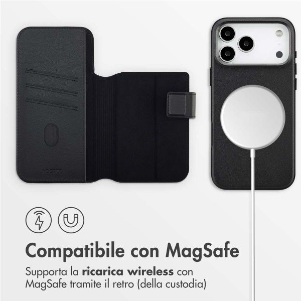 Accezz Cover in pelle 2 in 1 con MagSafe Apple iPhone 17 Pro Max - Onyx Black