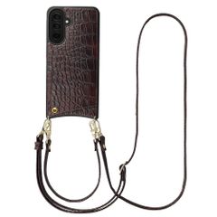 Selencia Cover per telefono Nova Croco con cordino e portacarte Samsung Galaxy A37 (5G) - Choco Brown