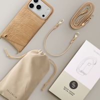 Selencia Cover per telefono Nova Croco con cordino e portacarte Apple iPhone 17 Pro - Toasted Almond
