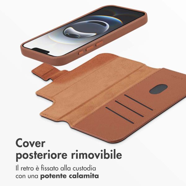 Accezz Cover in pelle 2 in 1 con MagSafe Apple iPhone 17e / 16e - Sienna Brown