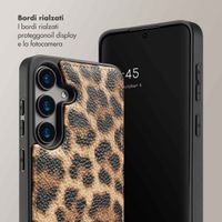 Selencia Cover per telefono Nova con cordino e portacarte Samsung Galaxy S24 - Leopard