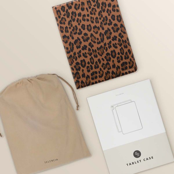 Selencia Libreria Sabi con stampa leopardata Apple iPad 9 (2021) 10.2 pollici / iPad 8 (2020) 10.2 pollici / iPad 7 (2019) 10.2 pollici - Mocha Brown