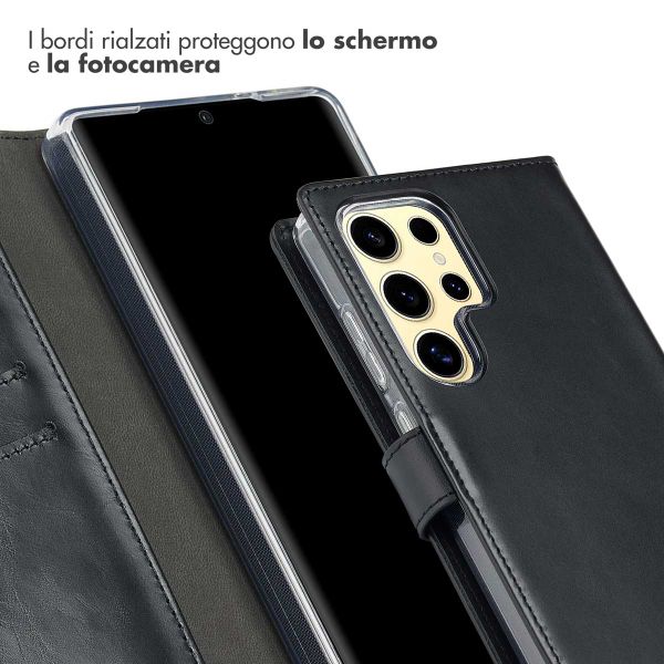 Selencia Cover a libro in vera pelle Samsung Galaxy S25 Ultra - Nero