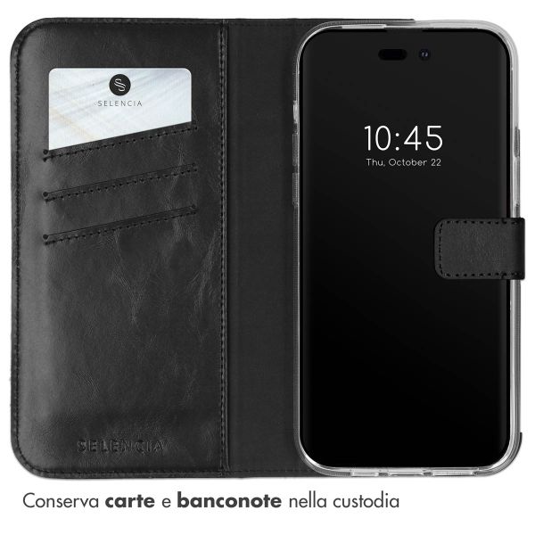 Selencia Cover a libro in vera pelle Apple iPhone 14 Pro Max - Nero