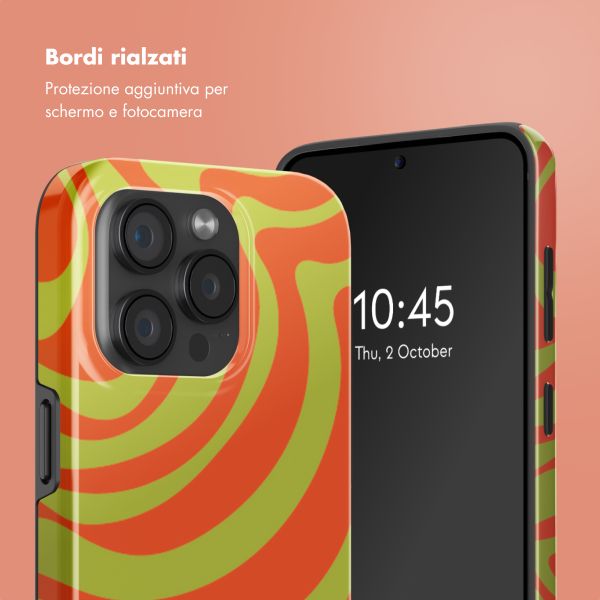 Selencia Cover posteriore Vivid con MagSafe Apple iPhone 15 Pro - Wavy Swirl Orange Fern
