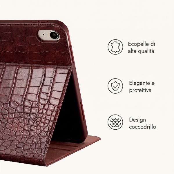 Selencia Custodia a libro Croco Apple iPad 11 (2025) 11 pollici A16 / iPad 10 (2022) 10.9 pollici - Burgundy