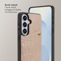 Selencia Cover per telefono Nova Croco con cordino e portacarte Samsung Galaxy S26 - Beige