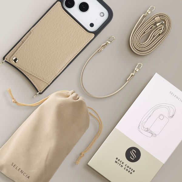 Selencia Cover per telefono Nova con cordino e portacarte Apple iPhone 17 Pro - Beige