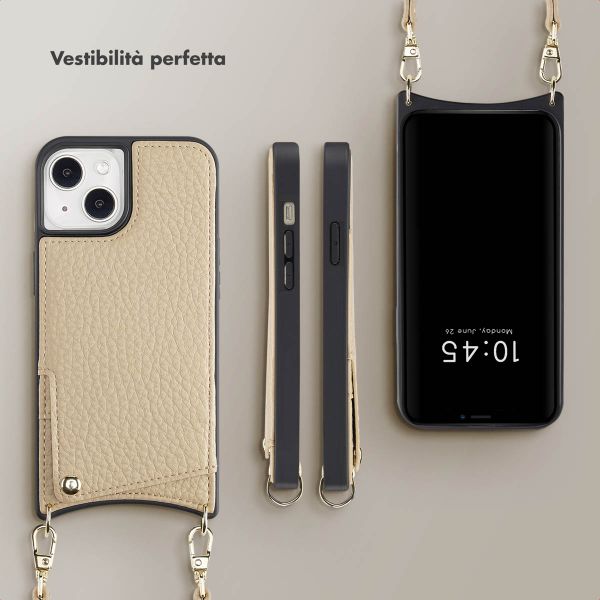 Selencia Cover per telefono Nova con cordino e portacarte Apple iPhone 14 / 13 - Beige