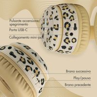 imoshion Special Edition - Cuffie wireless per bambini LED Light Cat Ear - Limitatore di Decibel - Con cavo AUX - Leopardo