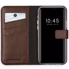 Selencia Cover a libro in vera pelle Apple iPhone 12 (Pro) - Marrone