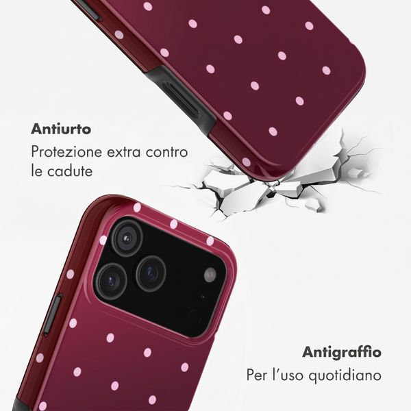 Selencia Cover posteriore Vivid con MagSafe Apple iPhone 17 Pro Max - Happy Dots Burgundy