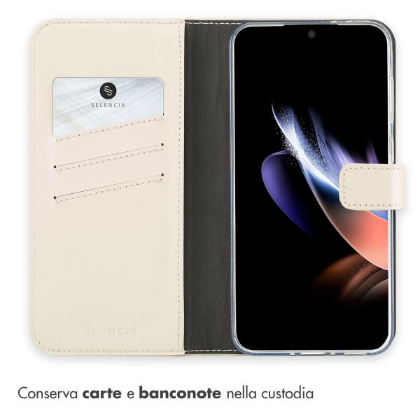 Selencia Cover a libro in vera pelle Samsung Galaxy A36 / A56 - Greige