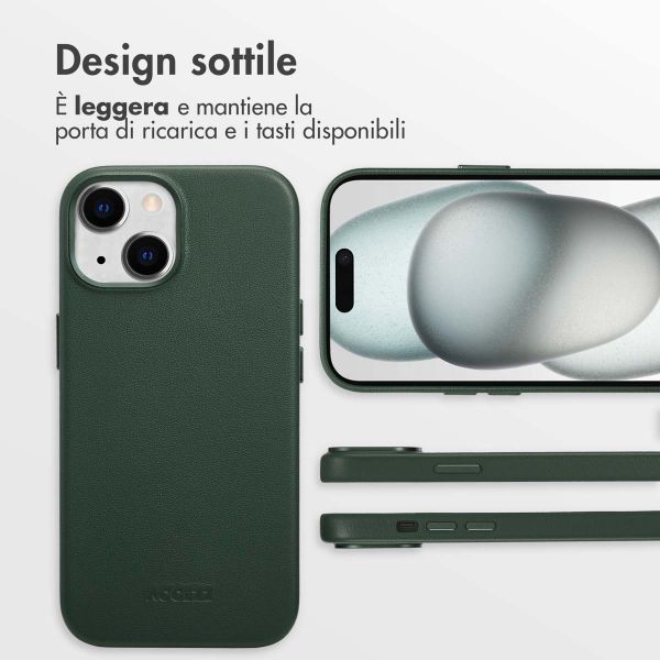 Accezz Cover in Pelle con MagSafe Apple iPhone 15 - Cedar Green