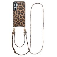 Selencia Cover per telefono Nova con cordino e portacarte Samsung Galaxy S24 Plus / S25 Plus - Leopard