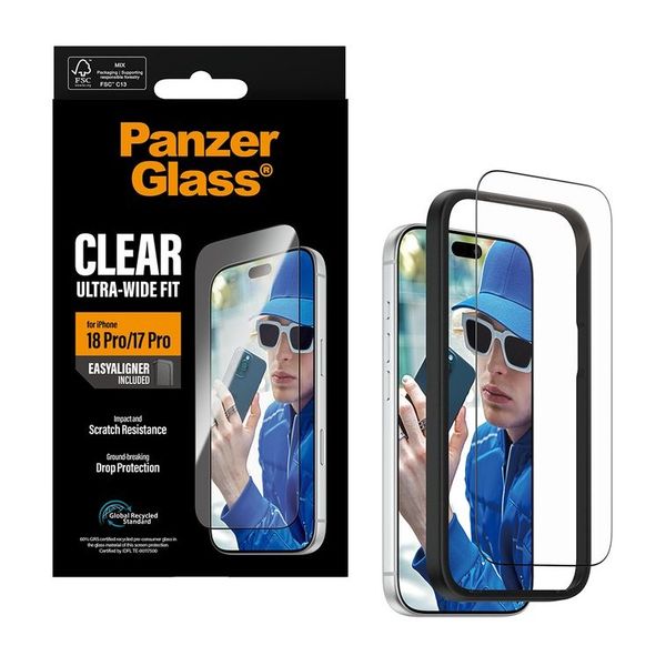 PanzerGlass Vetro temperato antibatterico ultra-largo con applicatore Apple iPhone 18 Pro / 17 Pro