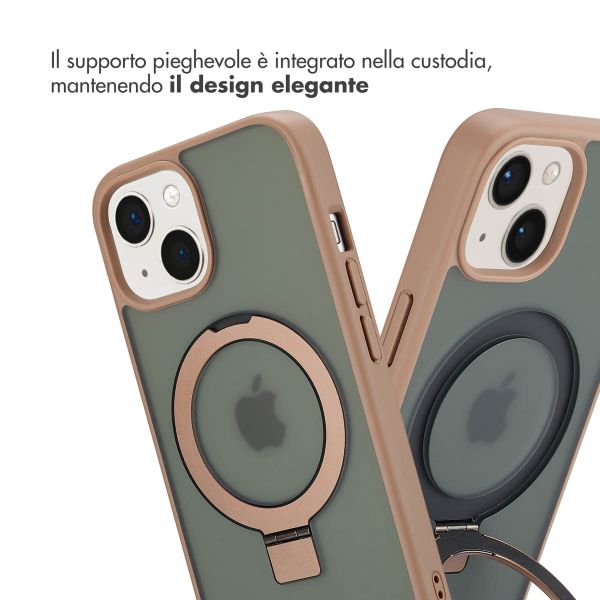 Accezz Cover con anello e supporto con MagSafe Apple iPhone 15 - Marrone