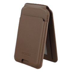 Accezz Portafoglio in pelle magnetico con supporto - Compatibile con Apple Find My - Coffee Brown