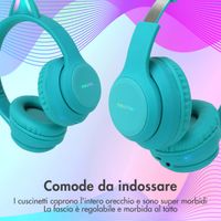 imoshion Cuffie wireless per bambini LED Light Cat Ear - Limitatore di decibel - Con cavo AUX - Azzurro