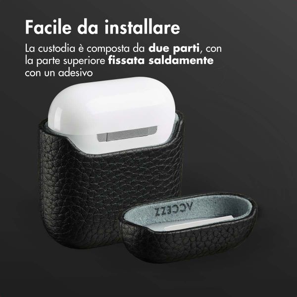 Accezz Cover in vera pelle  Apple Airpods 1 / 2 - Nero