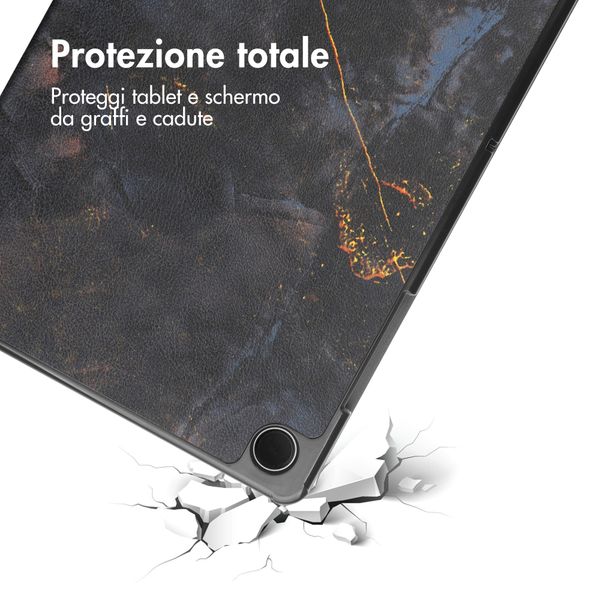 imoshion Cover Trifold Design Samsung Galaxy Tab A11 Plus - Black Marble