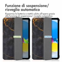 imoshion Cover Trifold Design Apple iPad 11 (2025) 11 pollici A16 / iPad 10 (2022) 10.9 pollici - Black Marble