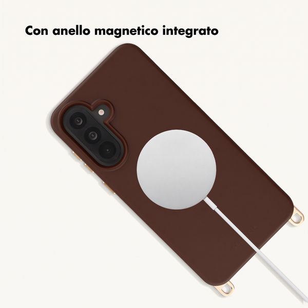 Selencia Cover posteriore Rivièra con MagSafe con ganci rimovibili Samsung Galaxy A36 / A56 - Choco Brown