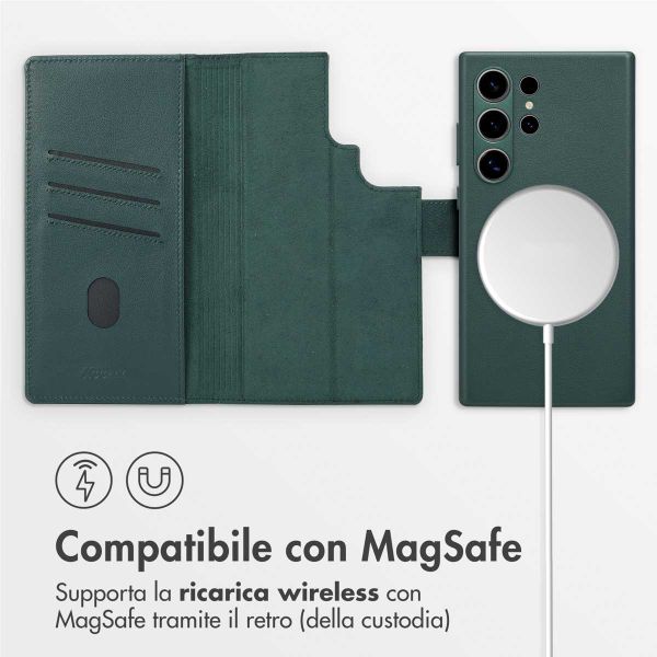 Accezz Cover in pelle 2 in 1 con MagSafe Samsung Galaxy S24 Ultra - Cedar Green