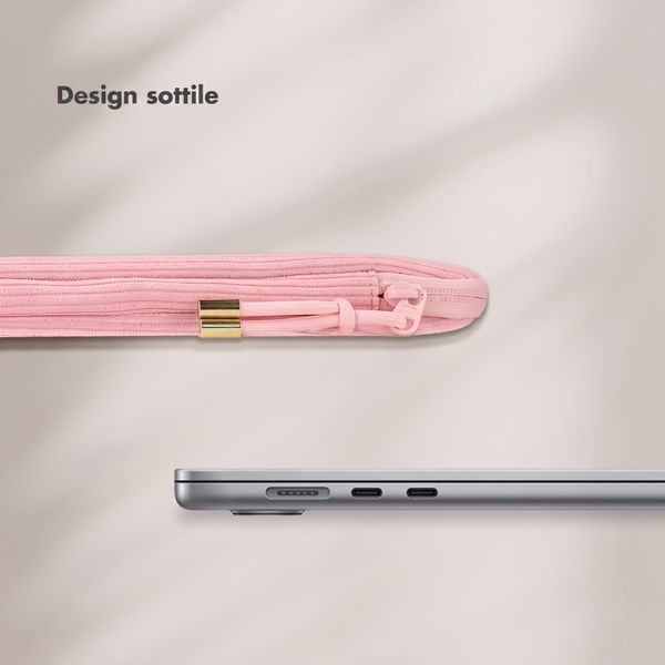 Selencia Cover per laptop in velluto a coste 13-14 pollici - Sleeve per laptop - Soft Blush