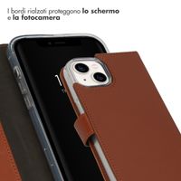 Selencia Cover a libro in vera pelle Apple iPhone 14 - Marrone chiaro