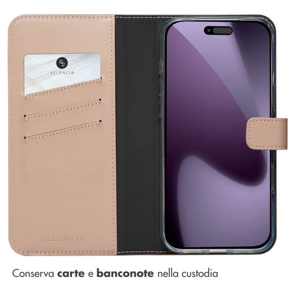 Selencia Cover a libro in vera pelle Apple iPhone 17 Pro Max - Dusty Pink