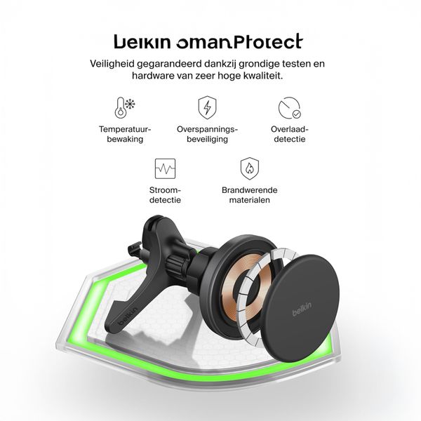 Belkin Supporto Telefono Magnetico Qi2 - Caricabatterie Auto con Adattatore 27W - Cruscotto / Griglia di ventilazione