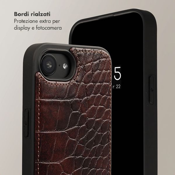 Selencia Cover per telefono Nova Croco con cordino e portacarte Apple iPhone 17e / 16e - Burgundy