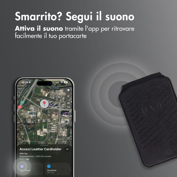 Accezz Portafoglio in pelle magnetico con supporto - Compatibile con Apple Find My - Onyx Black