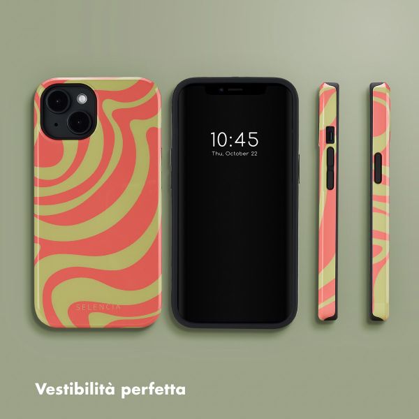 Selencia Cover posteriore Vivid con MagSafe Apple iPhone 14 - Wavy Swirl Orange Fern