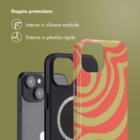 Selencia Cover posteriore Vivid con MagSafe Apple iPhone 14 - Wavy Swirl Orange Fern